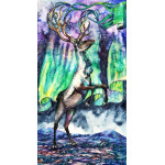 Original Painting - Aurora Reindeer